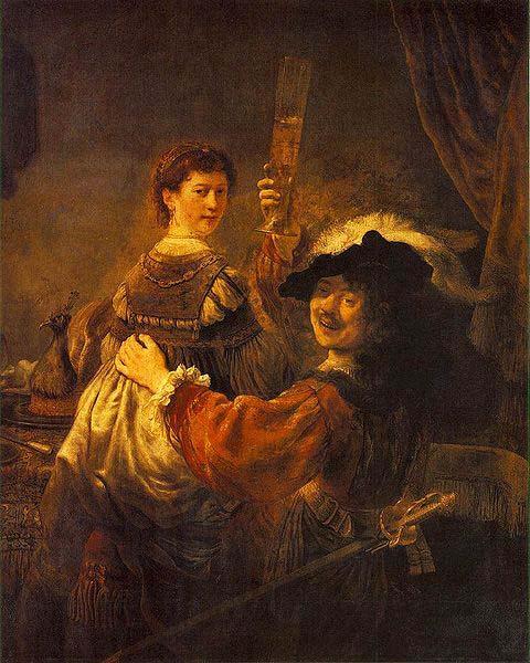 REMBRANDT Harmenszoon van Rijn Rembrandt and Saskia pose as The Prodigal Son in the Tavern